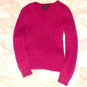 Ralph Lauren Cable Knit Vneck Sweater